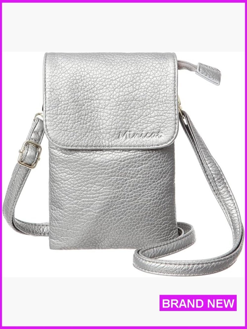 Small Vegan Leather Crossbody Bag Minimal Chic Adjustable Strap Everyday Use